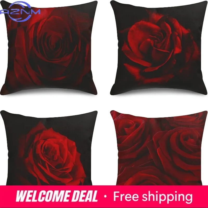 

Декоративные наволочки с красными розами: яркие цветочные узоры, подходят для дивана, спальни, автомобиля.
