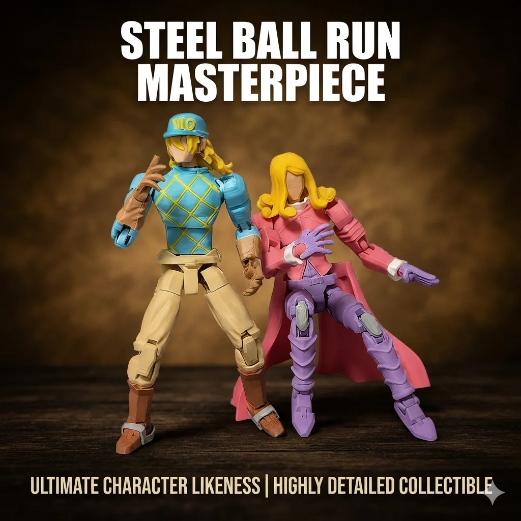 JOJOs 3D Printed Articulated Johnny Gyro Action Figure Collectible Anime Figurine For Collection Desktop Decor Christmas Gift