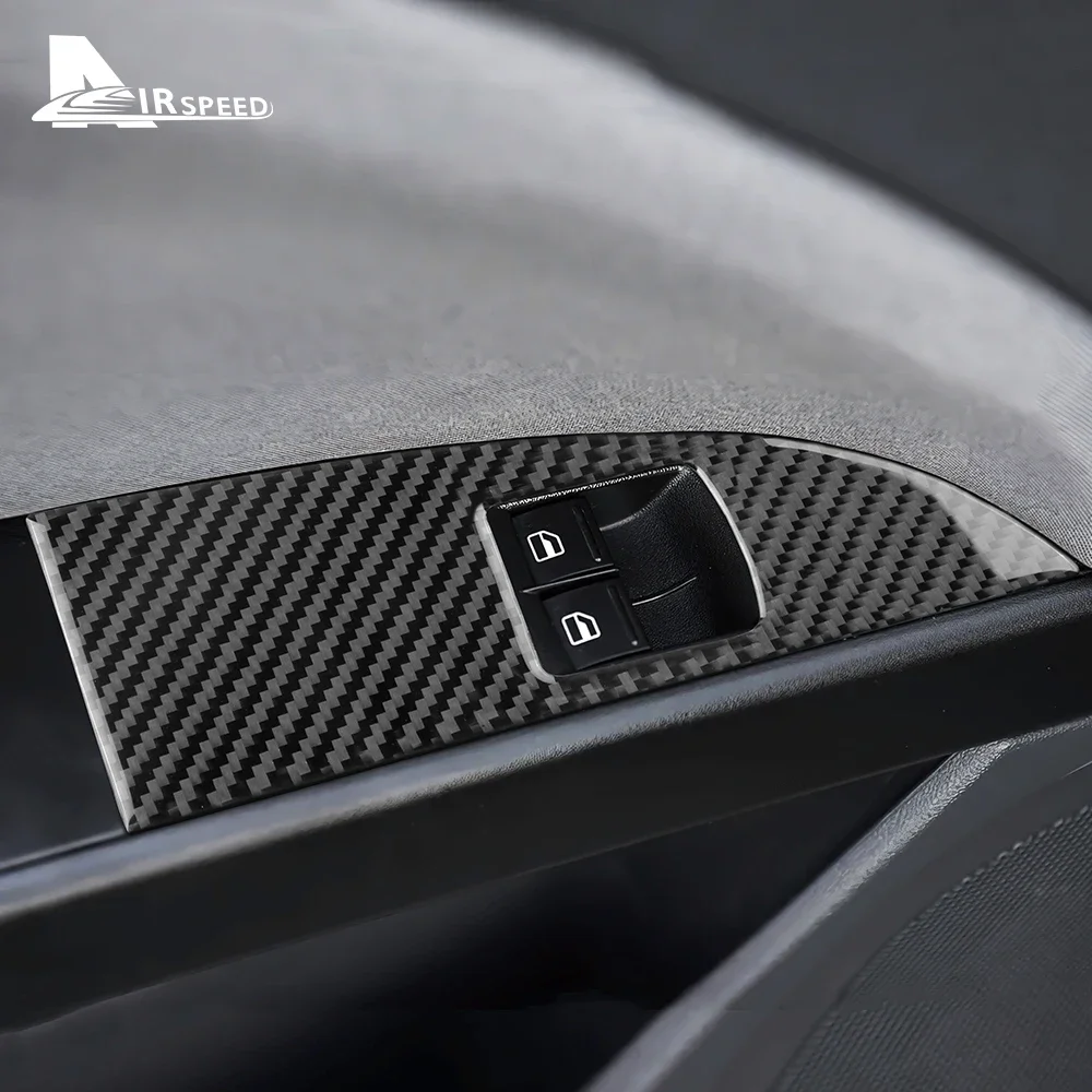 

For Seat Leon 2005 2006 2007 2008 2009 2010 2011 2012 Real Soft Carbon Fiber LHD RHD Car 2-Door Window Button Panel Trim Sticker