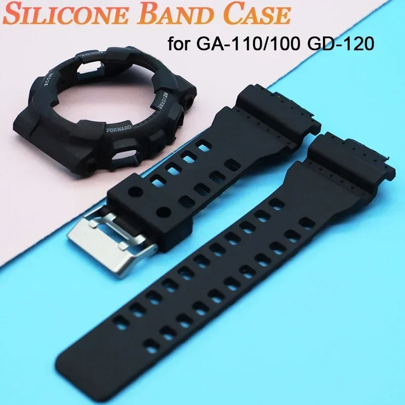 For Casioak GA-110 GA100 GD-120 Silicone Band High Quality Rubber Watchband with Watch Case Rubber Watch Strap Watch Serise