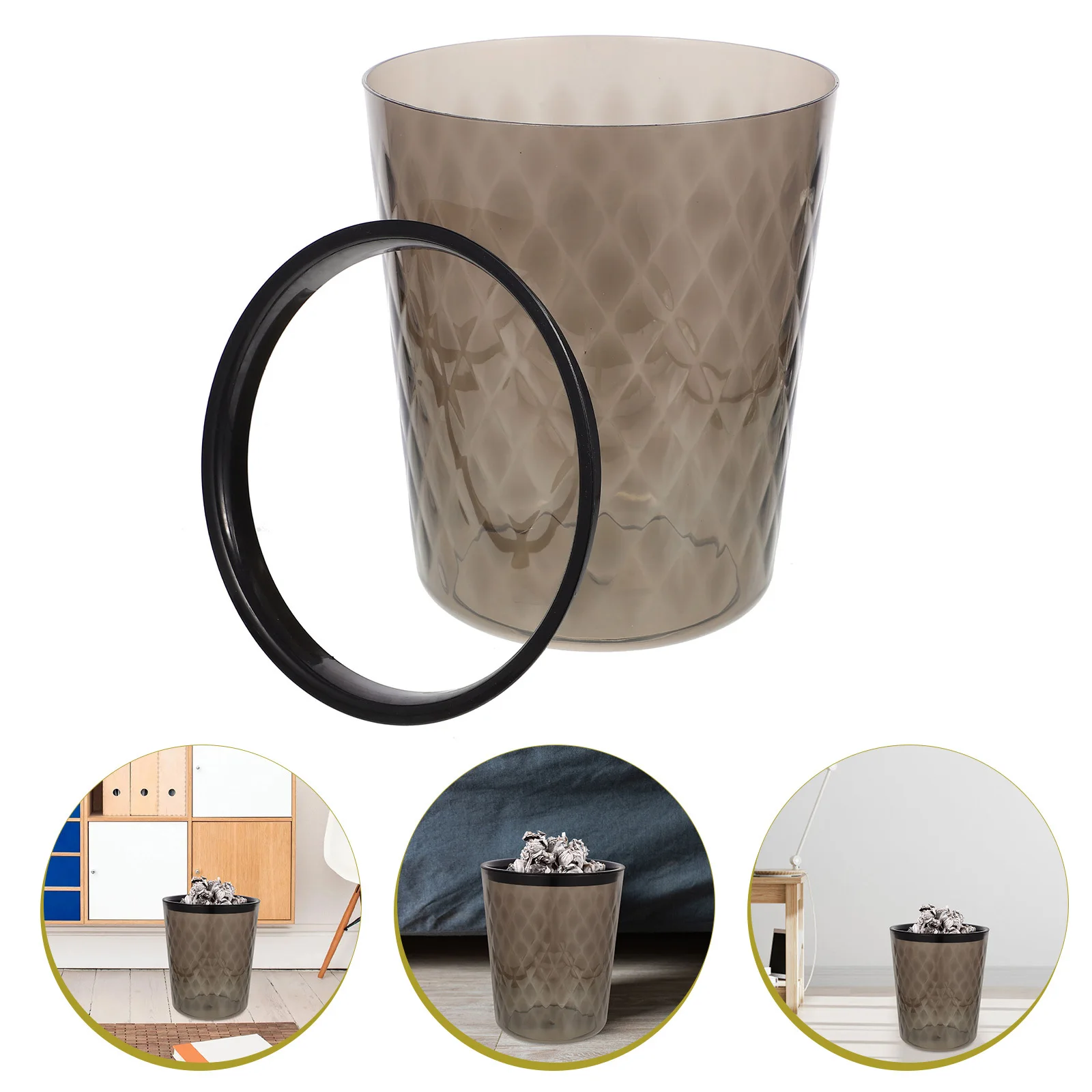 

Transparent Plastic Trash Can No Lid Large Opening Kitchen Bathroom Bedroom Office Household Garbage Can Easy Wash Reuse Modern