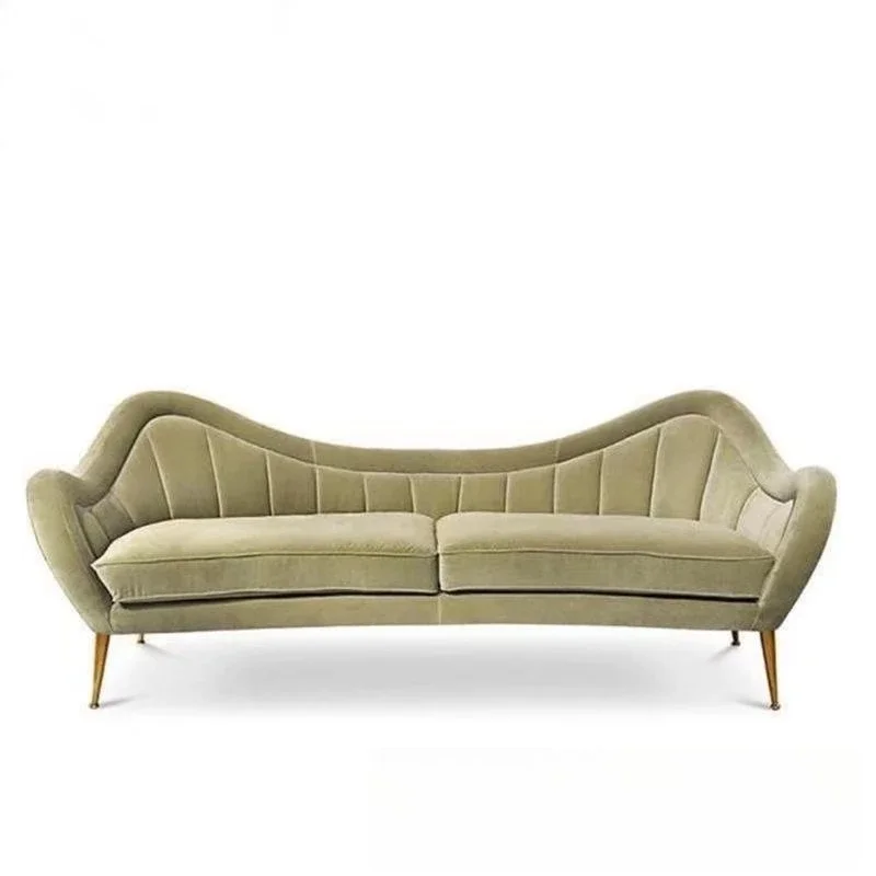 

Simple modern stainless steel casual fabric three-person sofa furniture hotel studio fashion reception sofa