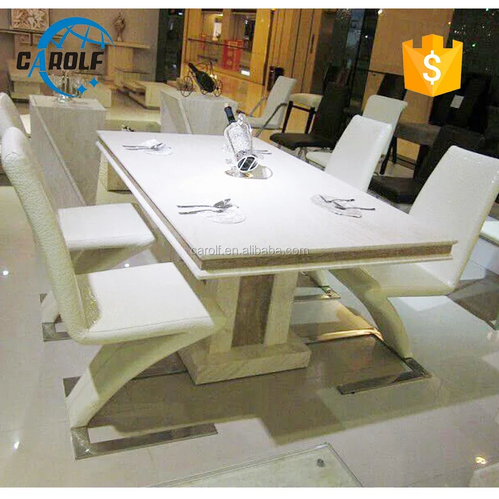 Concrete Dining Room Furniture Classic Travertine Marble 8 Seater Dining Table