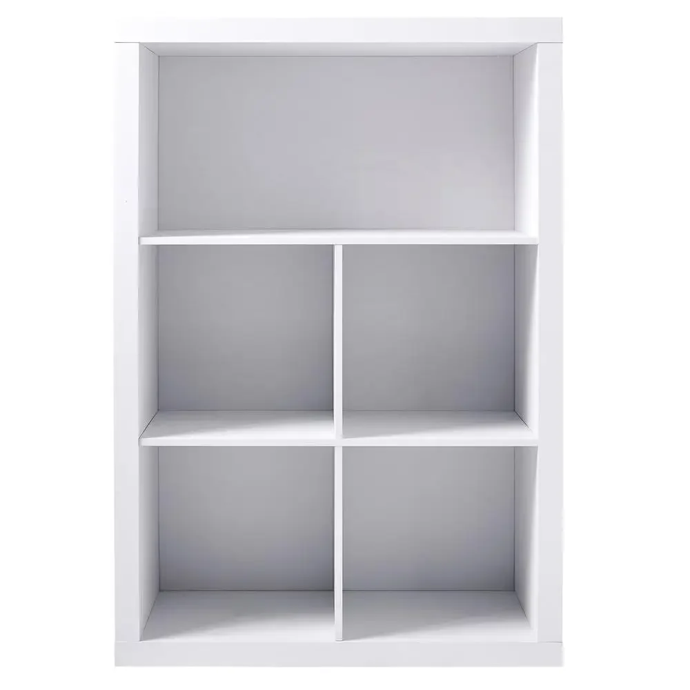 4-Cube Organizer with Display Shelf White Texture Finish Furniture Storage Solution Versatile Vertical Horizontal Unit Display image 4