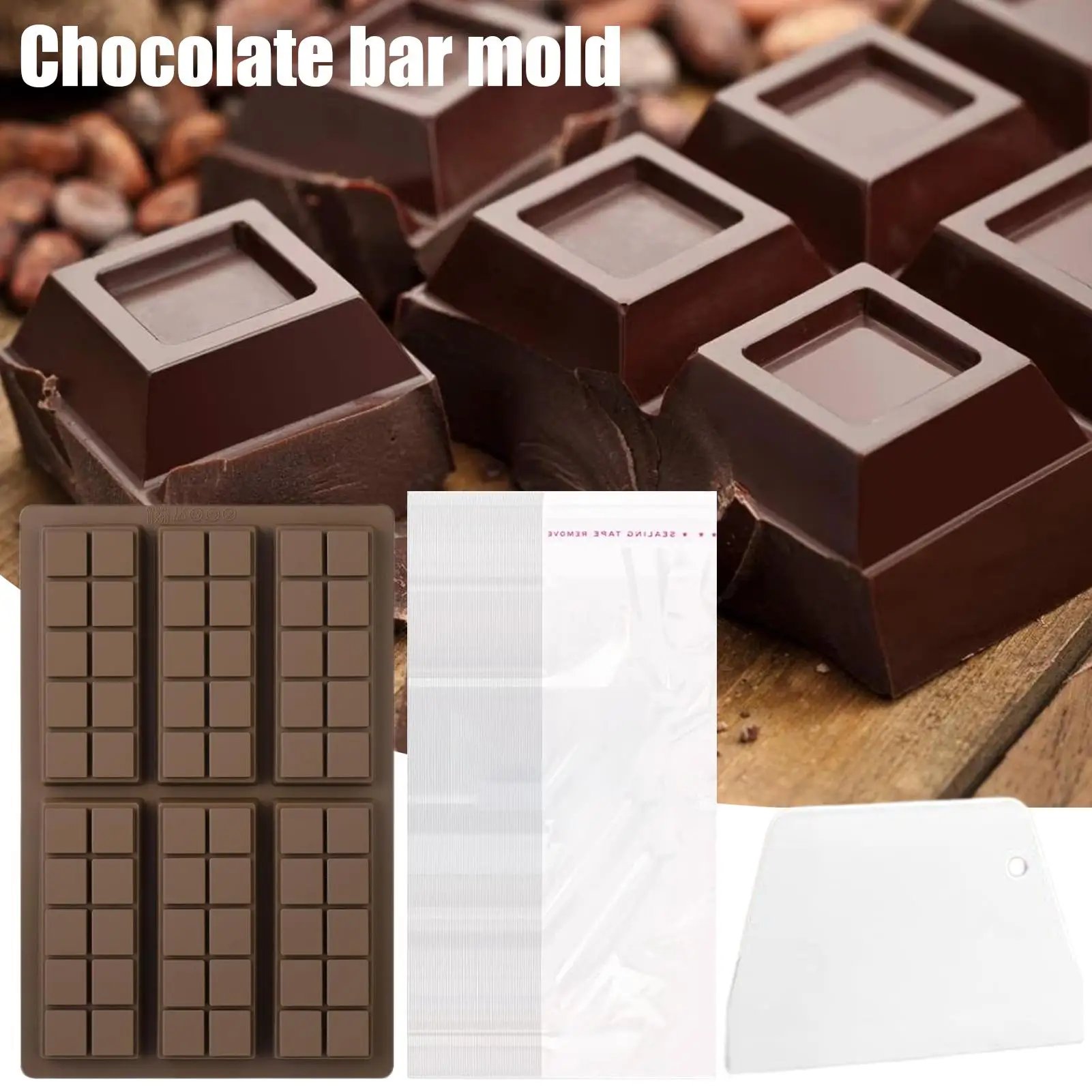

Chocolate Molds 6-Cavity Soap Molds With Scraper And 100 Bags Easy Release Mould For Baking Kitchen Home Chocolate Making Soap