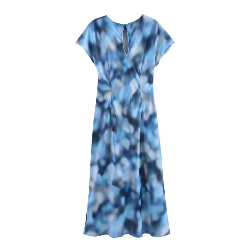 Vestido Midi de Satén de Seda con Estampado Floral Versátil para Mujer, Primavera Verano 2025, Estilo Casual, Tela de Calidad...