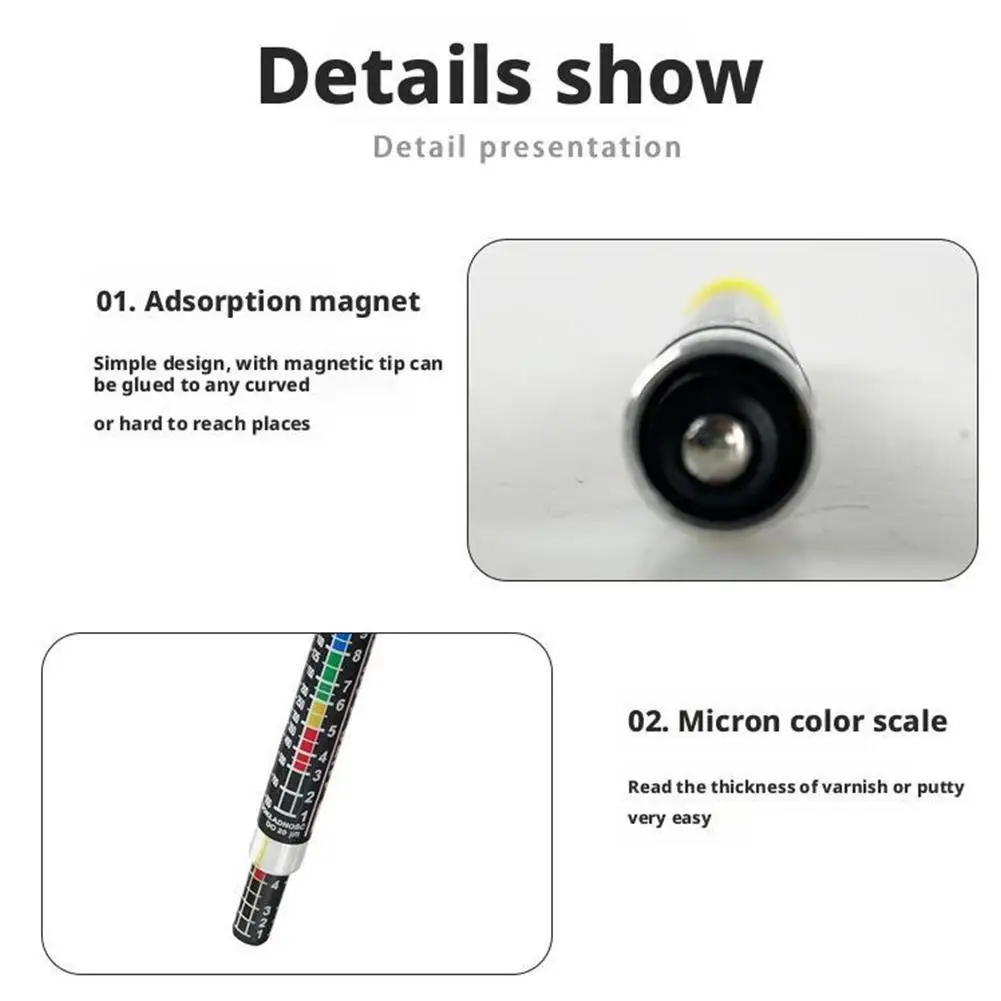 جهاز قياس سمك الطلاء، كاشف أضرار جسم السيارة مع طرف مغناطيسي ومقياس قياس، فحص اختبار التصادم #6