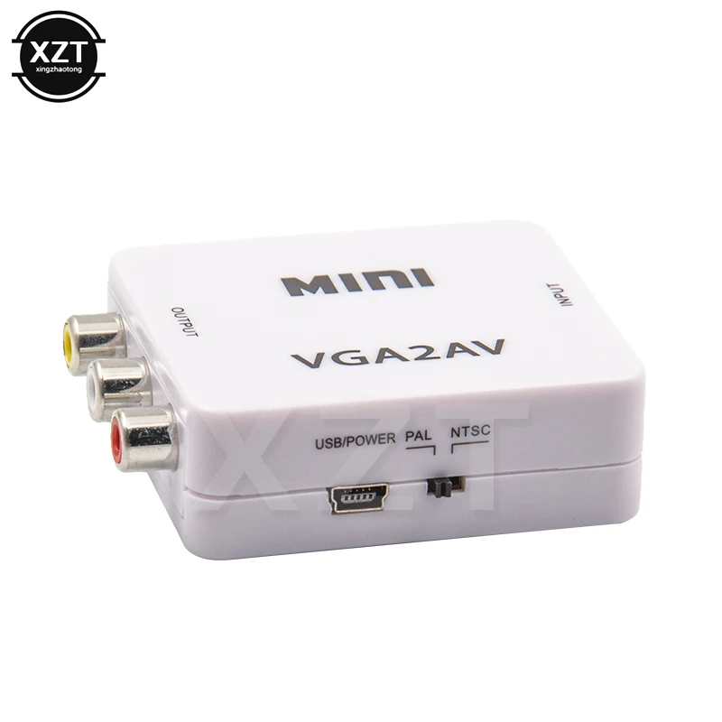 1Pc 1080P Mini VGA do RCA konwerter AV z 3.5mm Audio VGA2AV / CVBS + Audio do konwerter HDTV PC