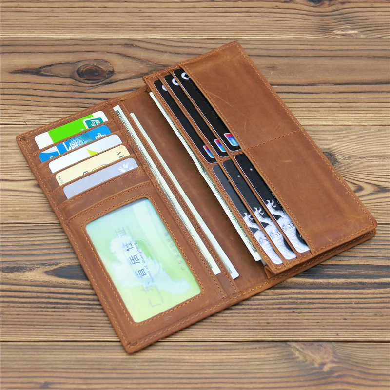 Men's Leather Luxury Wallet Genuine Long Slim Purse Man Money Clip Credit Card Pocket Vintage Clutch Bag Business Purse carteira