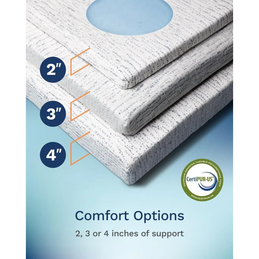 3 Inch Memory Foam Mattress Topper King - Select High Density - (Gel-Infused and Ventilated) Mattress Pad with Soft Removable B