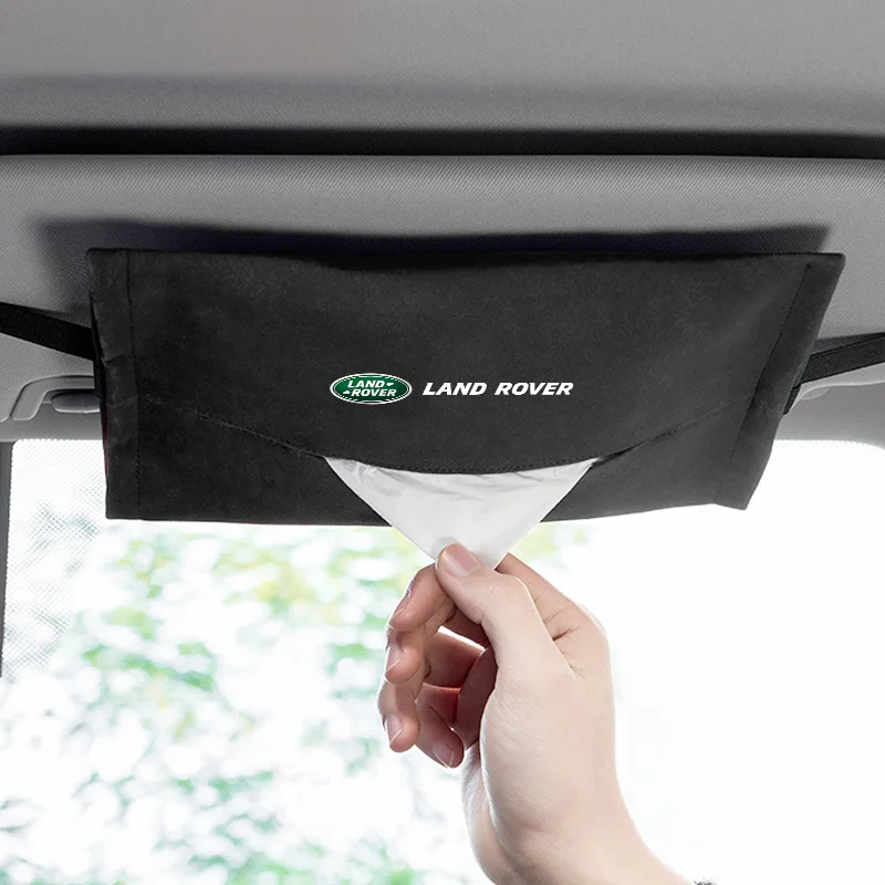 Car Suede Tissue Bag Protector For Land Rover Discovery Defender Range Rover Evoque SVR Velar Car Seat Back Tissue Box Interior