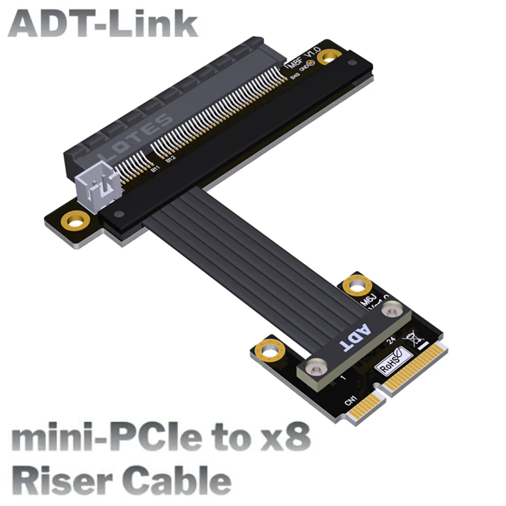 

ADT-Link Mini-PCIe to x8 Riser Cable mPCIe Internal Gen4 8x SSD Riser Cable Adapter For Motherboard Extender Mini PCI-e Built-In