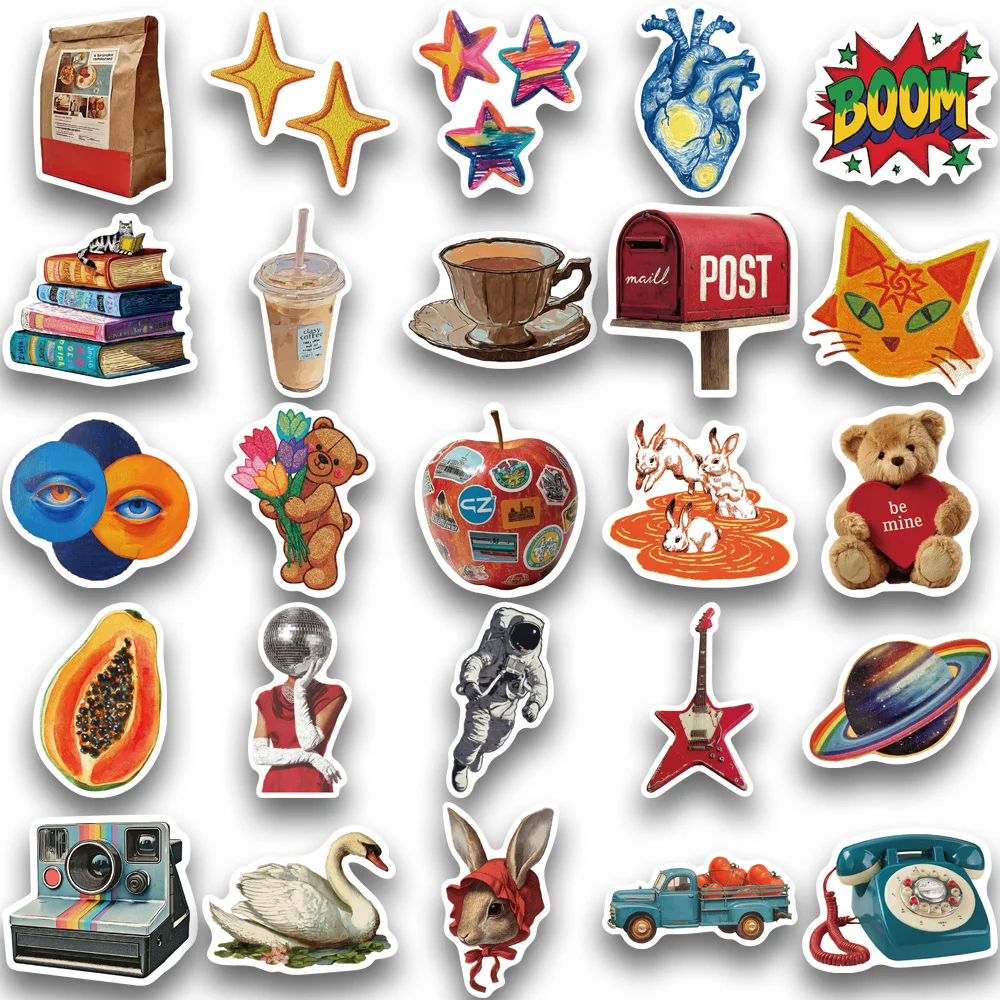 50 sztuk naklejek w stylu vintage y2k, do dekoracji etui na telefony, notatników, butelek na wodę, deskorolek, wodoodporne naklejki