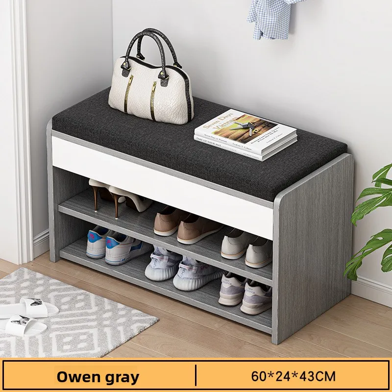Shoe changing stool household simple multi-layer indoor soft bag can sit on shoe stool storage rack small door shoe cabinet image 5