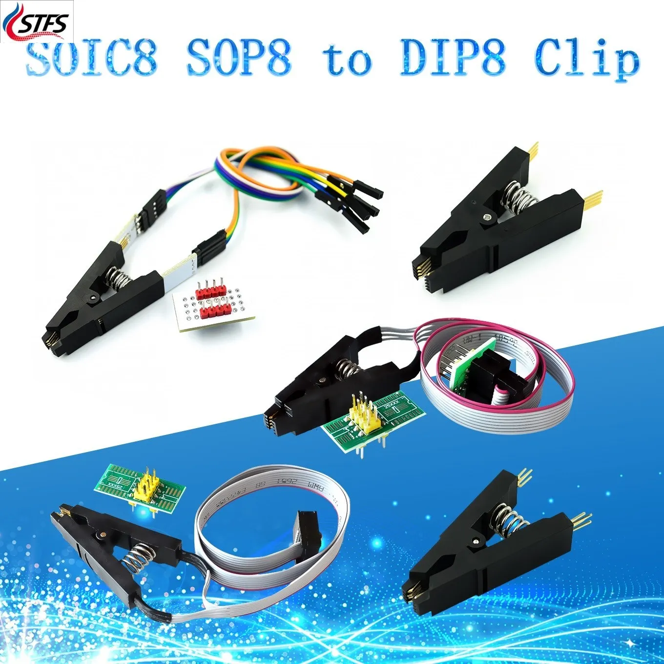 SOIC8 SOP8 Test Clip update version For EEPROM 93CXX / 25CXX / 24CXX in-circuit programming+2 adapters