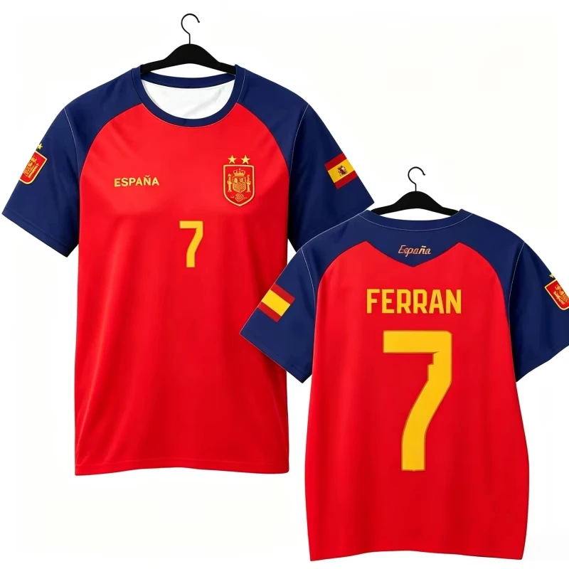 2026 Spanien-Themen-Fußballtrikot 3D-Druck Polyester Schnelltrocknend Kurzarm Unisex Bestseller Freizeitartikel T-Shirt – Detail 10