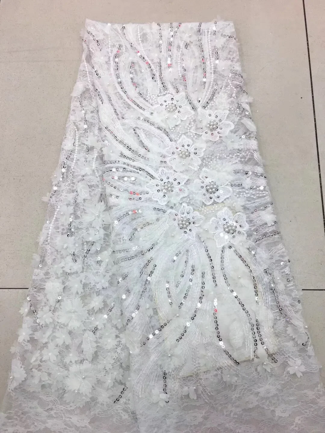 

New Designs African French cord Lace Fabric High Quality Nigeria French Net Bead Lace 2018 gold guipure lace fabric For Women