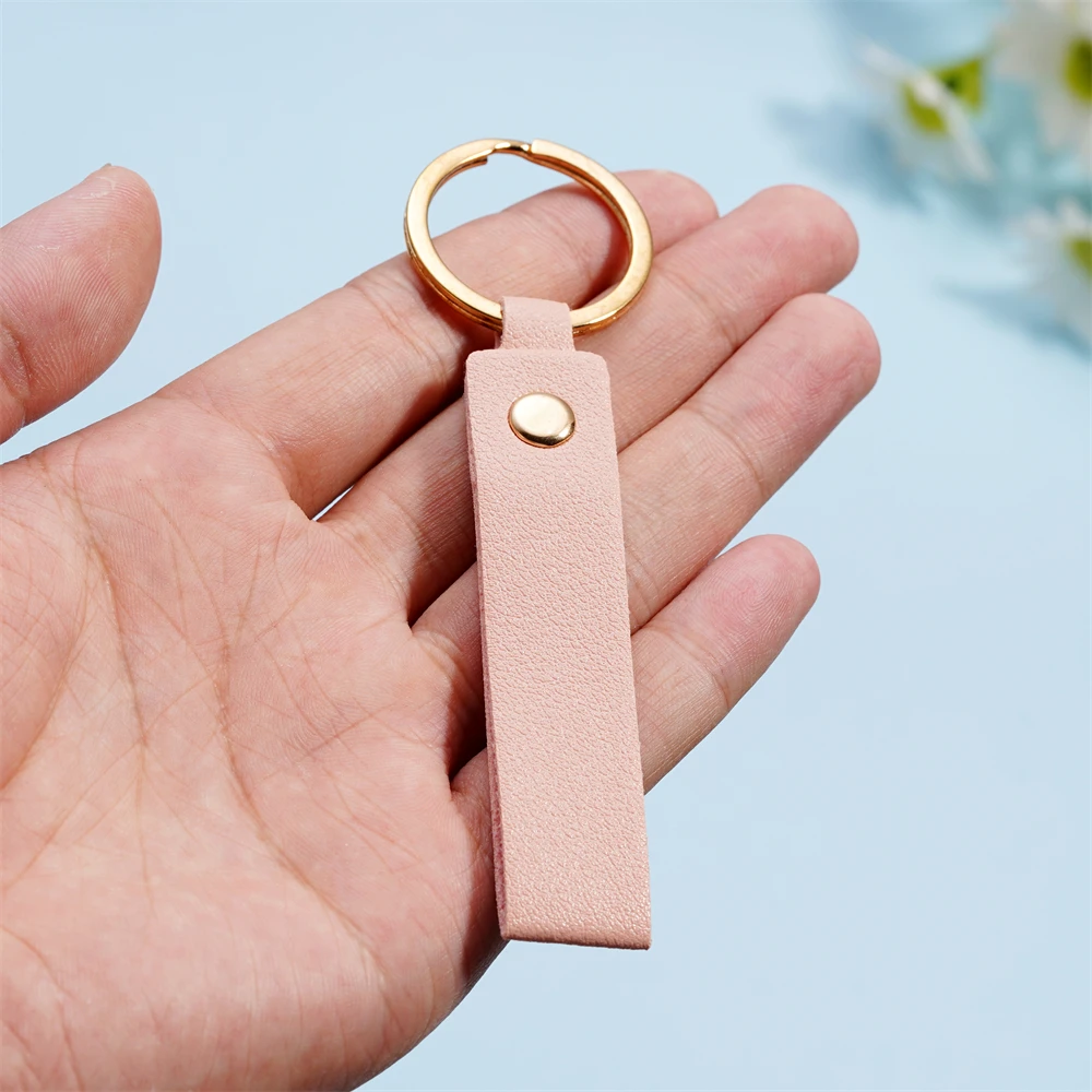 5pcs/lot PU Leather Keychain Business Gift Leather Key Chain Men Women Car Key Strap Waist Wallet Keyring For DIY Jewelry Making