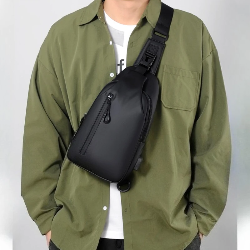 

Сумка на плечо для мужчин, водонепроницаемая USB-мужская сумка через плечо, противоугонная короткая дорожная сумка-мессенджер на груди, модная дизайнерская нагрудная сумка