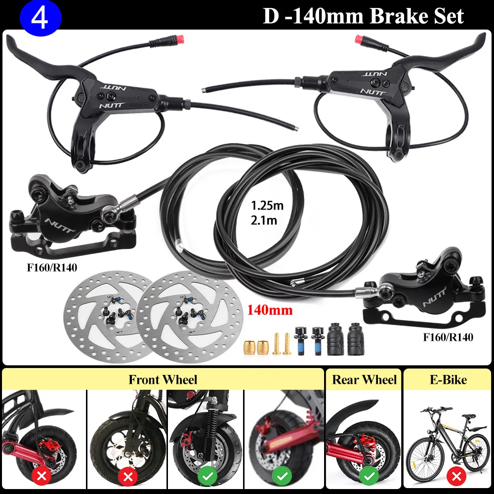 NUTT Power Off Brake Hydraulic Disc Brake With 2 Pin Male Sensor Left Right Side Install 140 160mm Rotor For E-Bike Scooter