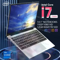 Ultra Slim Laptop Intel Core i7-7500U Portable laptops 1920*1080 14.1 inch Computer PC 12GB RAM 1TB SSD core i7 laptop