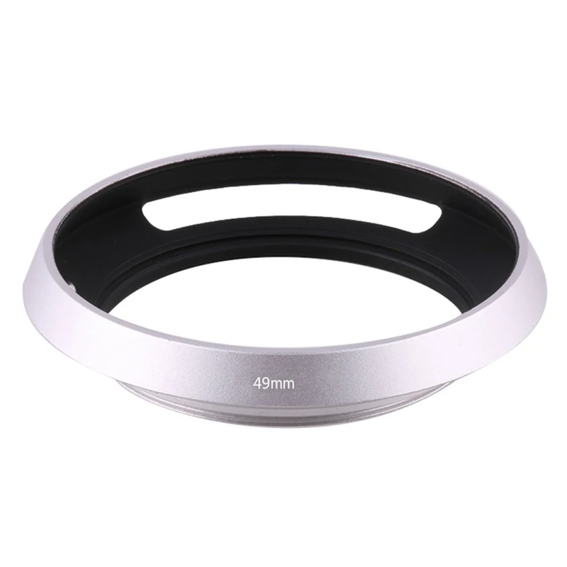 Silver 49mm Ultrathin Camera Lens Hood Metal Vented Screw-in Lente Protect for Canon Nikon Sony Leica Olympus Pentax