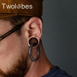 Twolobes 2PCS Vintag Round 316 Stainless Steel Ear Weights Hangers Gauges Tunnels For Stretched Lobe Piercing Women Body Jewelry
