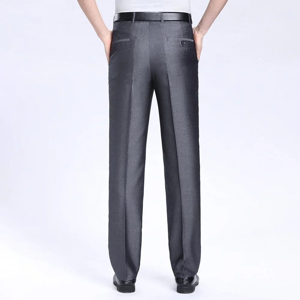 2025 Men Business Silk Suit Pant Plus Size 29-56 Spring Summer New Fashion Formal Men Casual Pant Buckle Trousers For Male