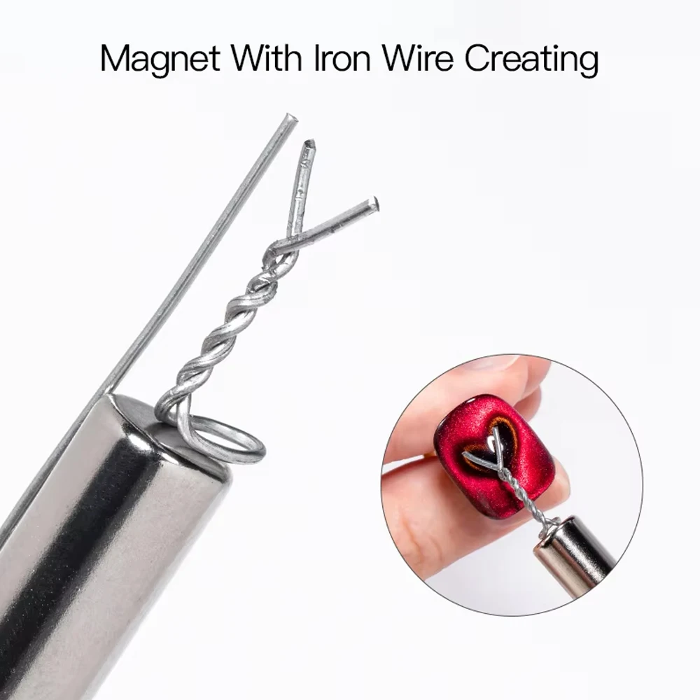 Heart Cat Eye Nail Magnet Tool with Bendable Iron Wire Strong Cylindrical Magnet for Magnetic Gel Polish Love Heart Nail Art