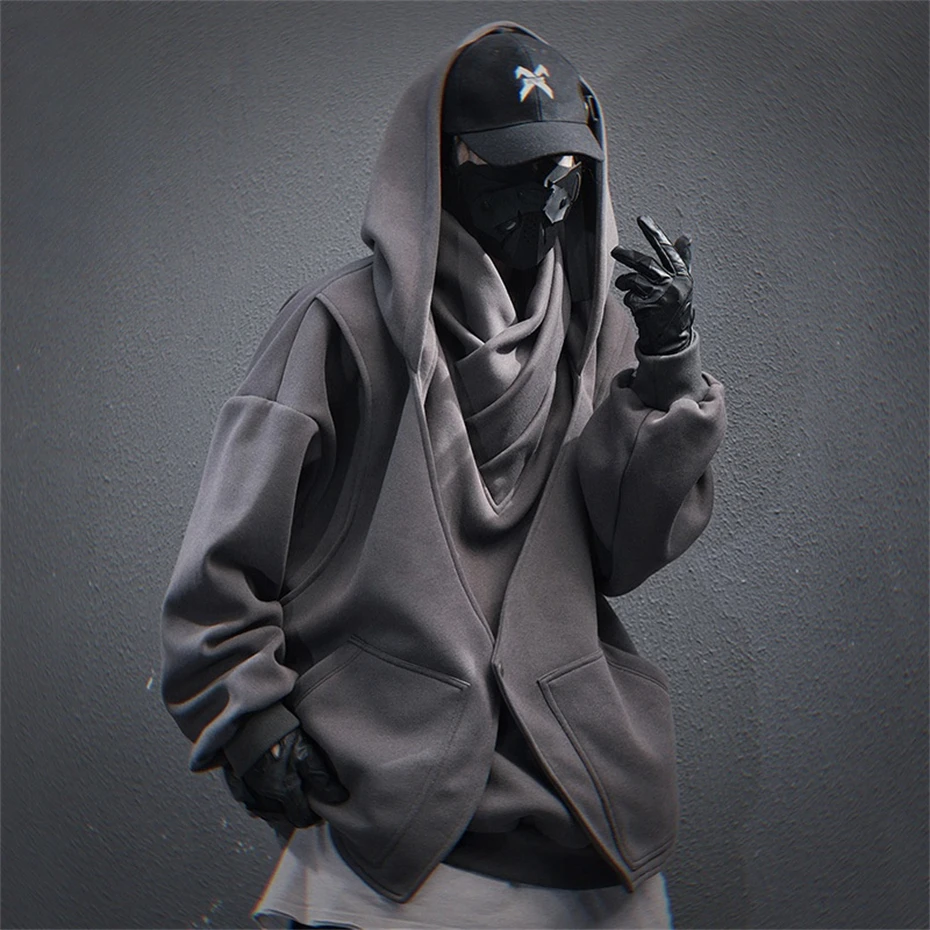Techwear Functional Hoodies Women Fake Two Piece Turtleneck Hooded Sweatshirts Oversized Streetwear Hip Hop Spring New Hoodies