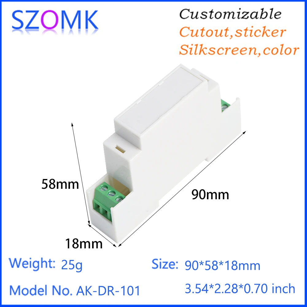 SZOMK 1Pcs/lot din rail junction box  90X58X18mm ABS plastic case enclosure terminal block