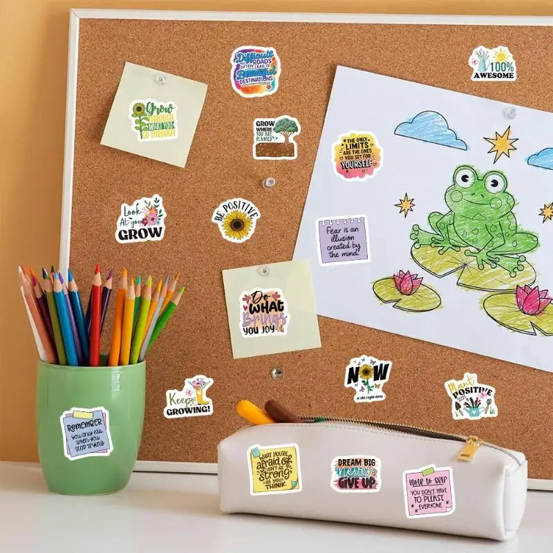 500PCS Inspirational English Roll Stickers Personalize Cute Reward Decoration Laptop Student Stationery Decals