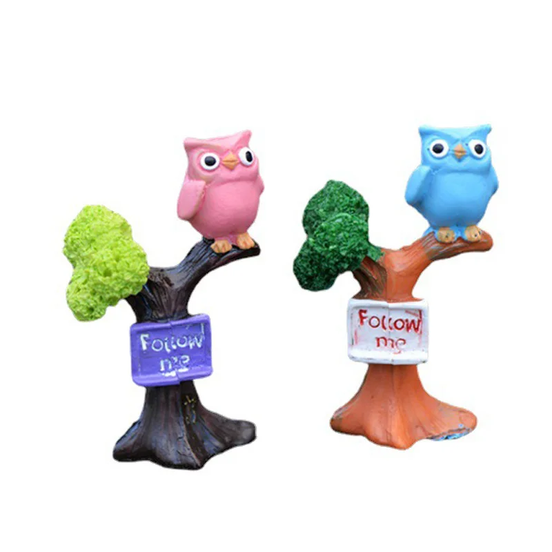 

2PCS Mini Tree Branches Resin Miniatures Owl Fairy Garden House Kit Dolls Christmas Ornaments Baby Toys Home Accessories