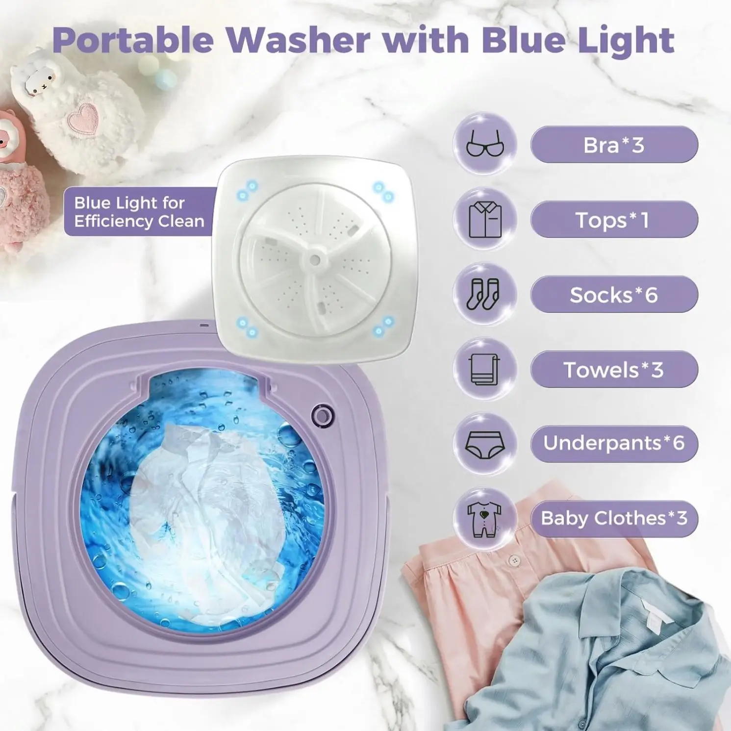 Factory wholesale 5.5L/8L/15L Electric Foldable Portable Mini Washing Machine for Underwear,Socks,Baby Clothes,Towels