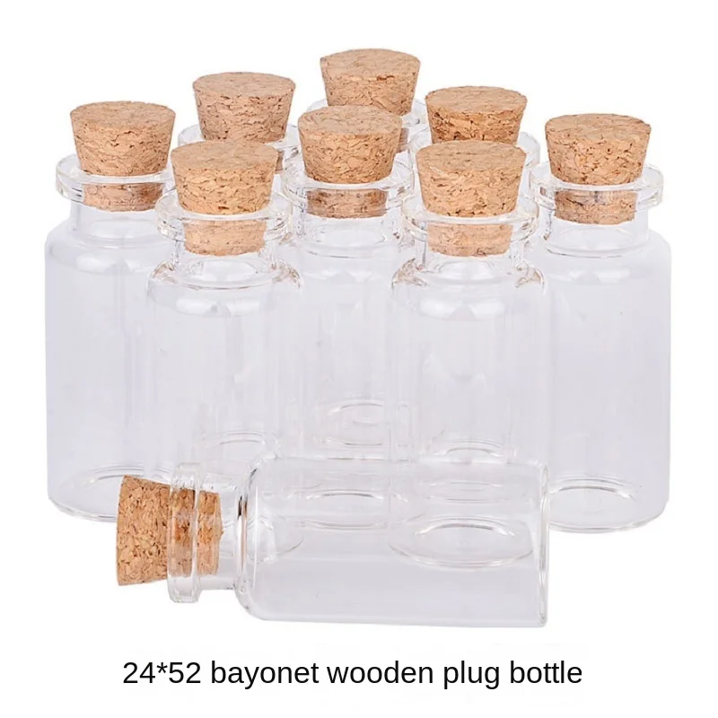 

10 pcs of 24 * 52mm small glass bottle with wooden stopper cover can be used for wishing bottle drift bottle perfume bottle