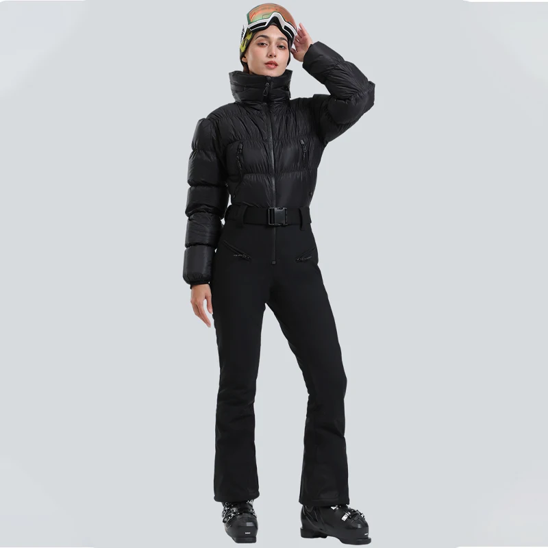 Winter Slim Fit Ski Suit Set Women's Down Thickened Warm Windproof Waterproof Wear-resistant Outdoor Sports Skiing Sets Jumpsuit