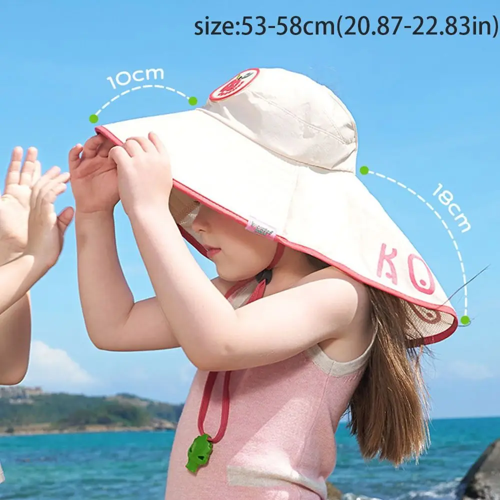 New Sun-Shade Fisherman Hat Children's Sun Protection Hat with Cape with Whistle Sun Hat Adjustable Camping Cap Large Brim Hat