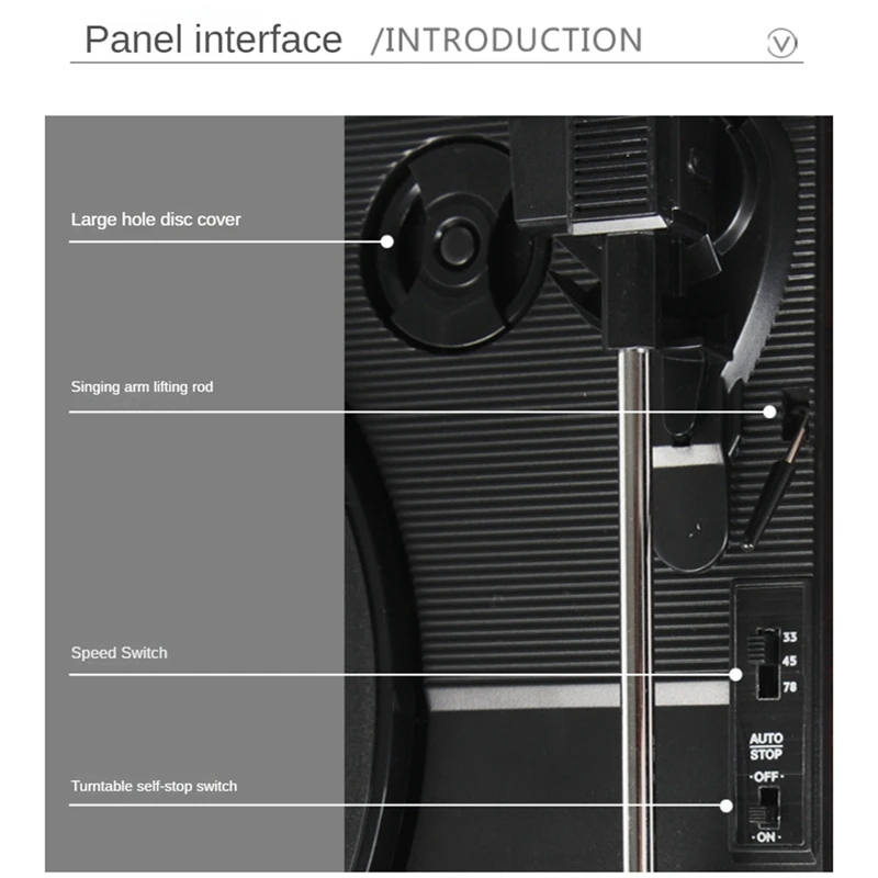 Retro Vinyl Record Player W/ Dustproof Cover Record Player 33/45/78RPM Turntables Gramophone Phonograph,EU Plug