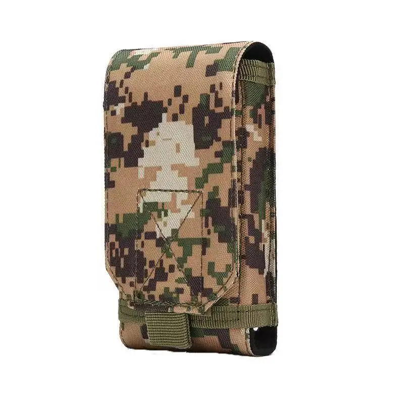 Tas Pinggang Sarung Ponsel Universal Sabuk Nilon Militer Taktis Tentara untuk Casing Ponsel Pintar Samsung Iphone Huawei Xiaomi Nokia