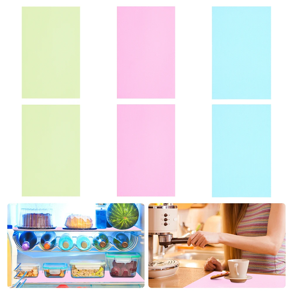 

6pcs slip Mat Drawer Liner Fridge Kitchen Cabinets Waterproof Refrigerator Pad EVA Easy Clean Storage Solution
