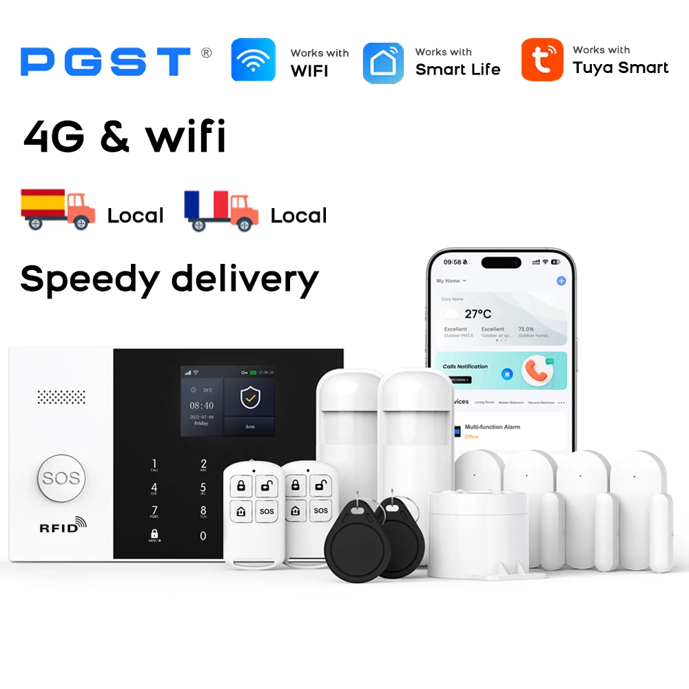 Sistema di allarme GSM Tuya Smart Home con controllo APP Allarme Home Office con sensori PIR Avviso remoto per garage domestico Ufficio Negozio