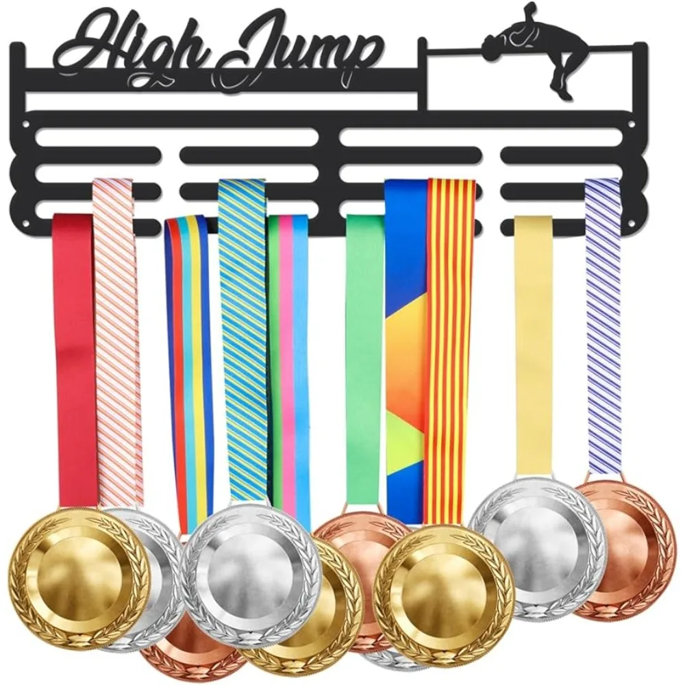 

High Jump Medal Holder Track and Field Sports Medals Display Iron Wall Mounted Hooks Medal Rack Display Competition Medal Holder