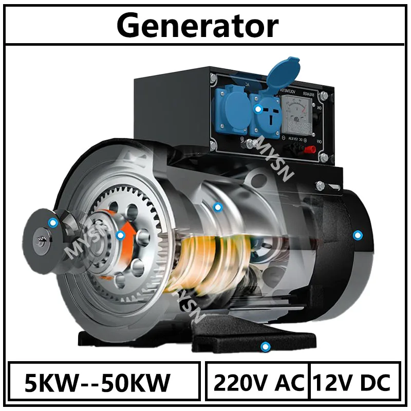 220v Electric Power Generator 50kw 50000W Permanent Magnet Generator 230v 380v Low Speeds 3 Phase Gearless Permanent Magnet PMG