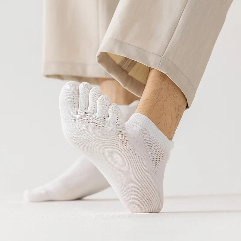 Men's Five-Toe Socks - Summer Pure Cotton Mesh, Thin & Breathable, Toe-Separating Boat Socks-INS Style