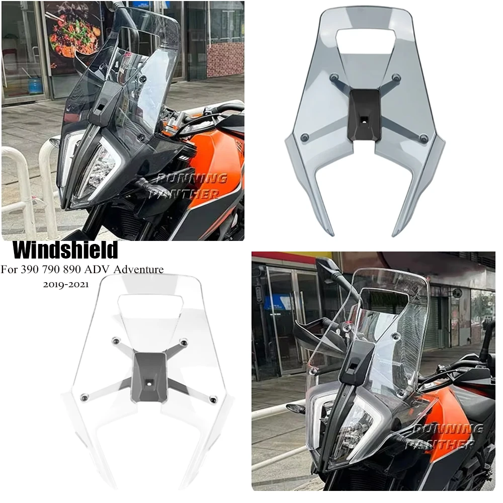 Motorcycle Acrylic Rally Windshield Wind Deflector Screen Shield Windscreen Visor For 390 790 890 ADV Adventure 2019-2022 2021