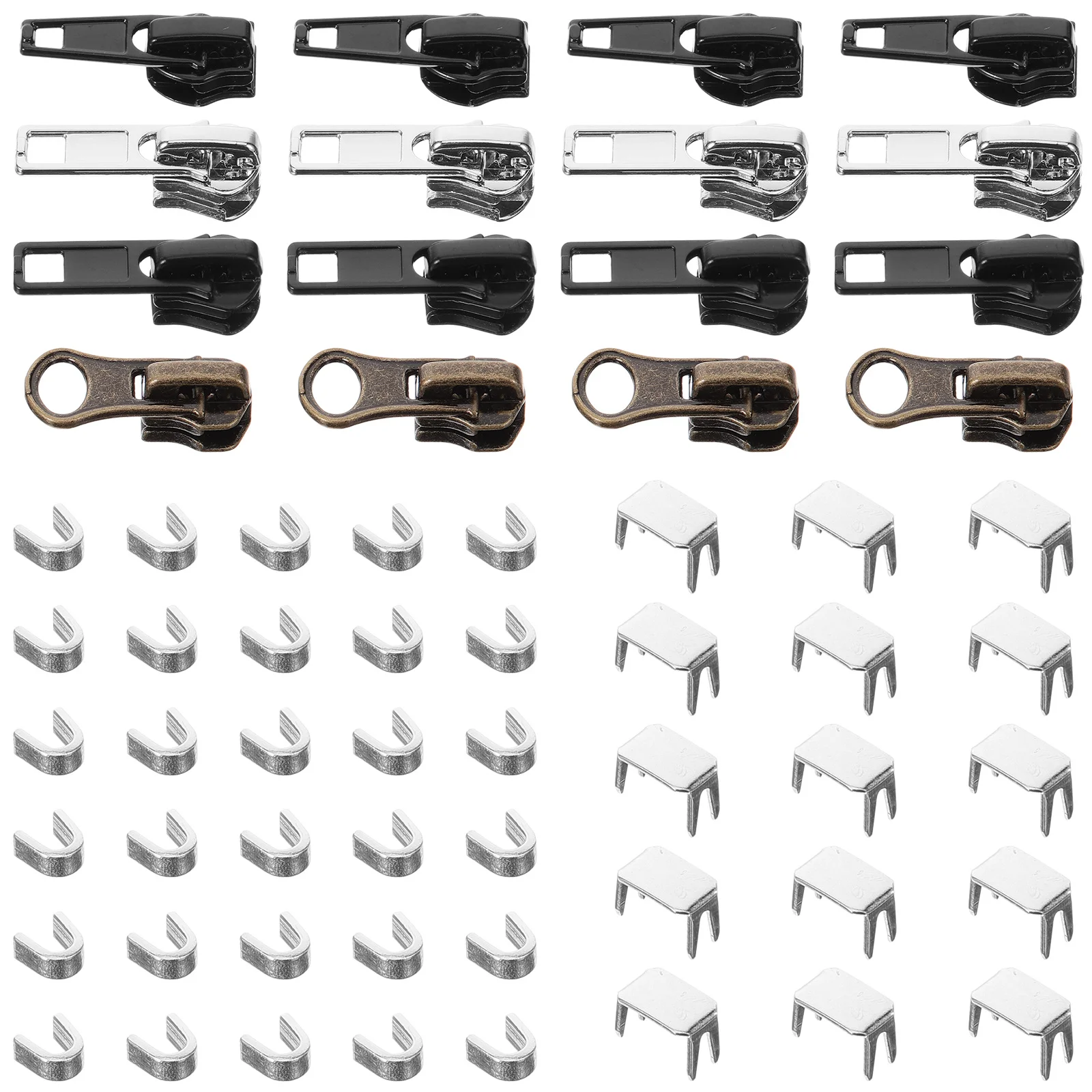 

1Set Easy Install Zipper Repair Kit Sturdy Metal Pullers for Coats Bags Suitcases Gym Bags DIY Clothing Supplies