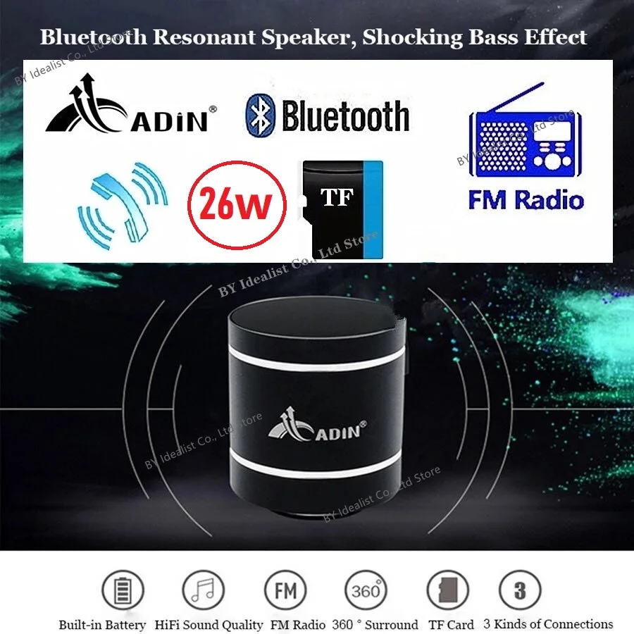 Adin Remote Control Bluetooth Vibro Speaker 26w Vibration With Fm Radio Column Wireless Music Vibrating Speaker From Neighbours