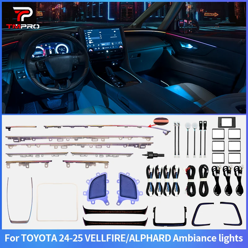 TMPRO 64-Color LED RHD/LHD Interior Ambient Light Suitable for Toyota Alphard Vellfire 2024-2025 Car Interior Decoration Upgrade