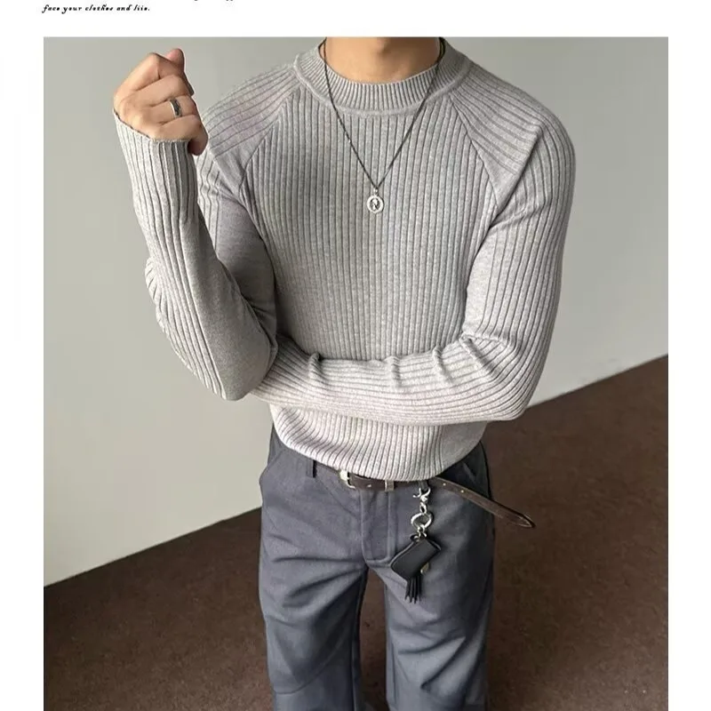 Knitted Sweater Self-cultivation Inner Long-sleeved Base Shirt Top Spring New Fashionable Comfortable Solid Simple All-matching