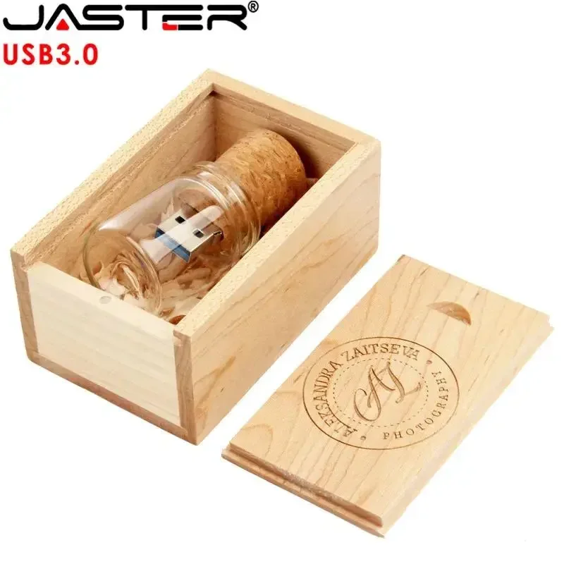 JASTER – clé USB 3.0 en verre avec LOGO personnalisé, 4/8/16/32/64 go, bouteille à la dérive, lecteur Flash